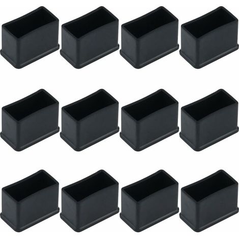 Lot de 12 embouts de protection rectangulaires en feutre de caoutchouc pour pieds de table ou de chaise Noir 15 x 30 mm, (1/5)