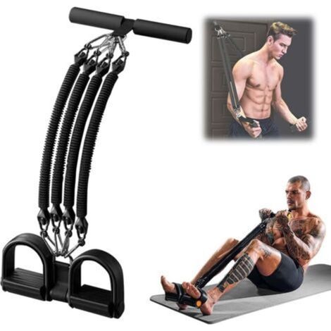 Bandes de résistance pour fitness - Pédale d'extraction de cheville à 4 tubes, nouvelle bande de résistance à pédale avec poignée, appareil auxiliaire d'entraînement des abdominaux (1/4)