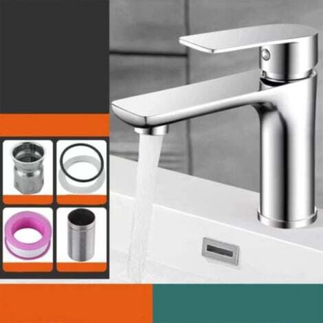 [NON UTILIZZATO] Robinet Salle Bain Lavabo Monocommande - Design Élégant, Mitigeur Chromé, Robinet à Tiroir Céramique Faible Bruit, Eau Chaude Froide, Argent