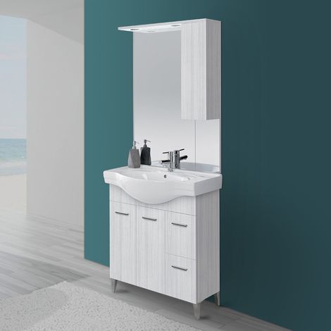 Mobile Bagno cm.80 - 2 Ante + 2 Cassetti colore Grigio (1/4)