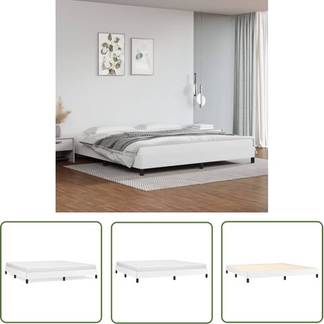 Lit adulte pour 2 personnes, Structure de lit, Assemblage Facile, Blanc 200x200 cm Similicuir OIB7872E (1/5)