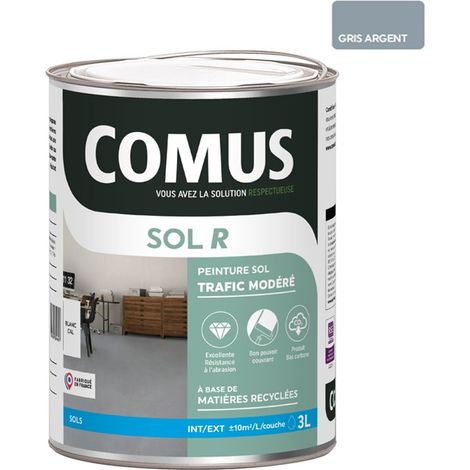 COMUS SOL R GRIS CIMENT  3L - peinture acrylique en phase aqueuse pour sols intérieurs et extérieurs pour trafic modéré (1/2)