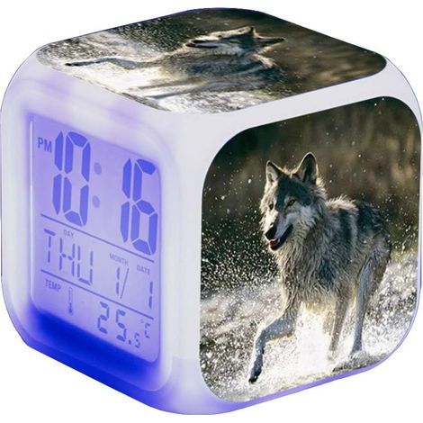 Wake Up Réveil LED pour enfant Motif loup (13) (1/5)