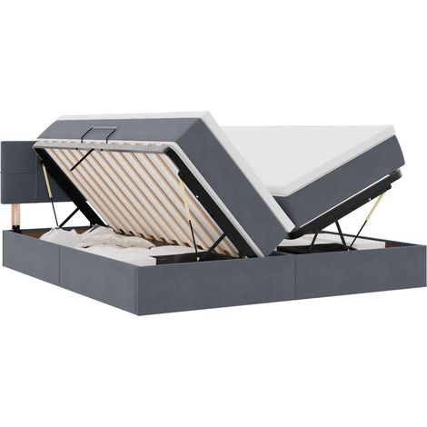 Maison Exclusive - LED-Speicherbett mit Matratze Dunkelgrau 180 x (1/5)