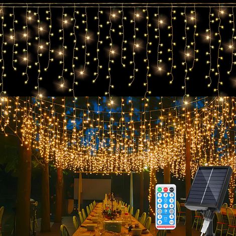 Randaco Guirlanda Luminosa Solare Esterna LED Tendina Luminosa Decorazione Natalizia Impermeabile IP44 Bianco Caldo 10M 396LEDs (1/5)