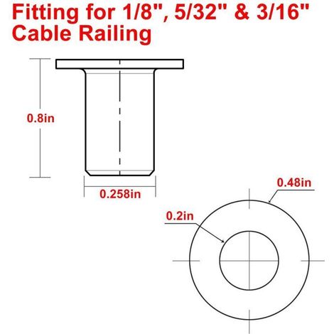 Paquete de 120 fundas protectoras de acero inoxidable para barandillas de cubierta de 1/8", 5/32" o 3/16", para postes de madera/compuesto, grado marino T316 (1/3)