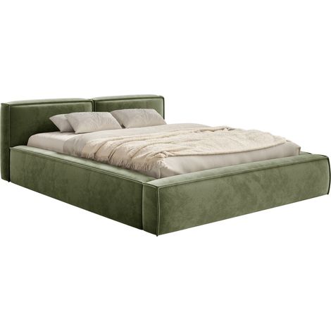 Selsey Tilves Slim – Polsterbett 200x200 mit Bettkasten und Lattenrost, Velours, olivgrün (1/5)
