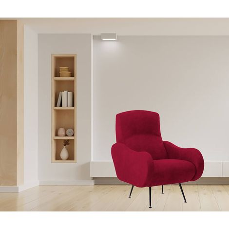 Sillón Dromondin, con reposabrazos, Hecho en Italia, Rojo (1/5)