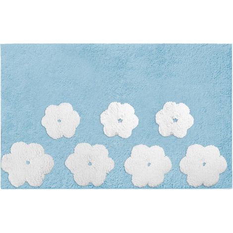 Tappetino bagno 100% cotone fiori acquaantiscivolo cm50x80x2 (1/3)