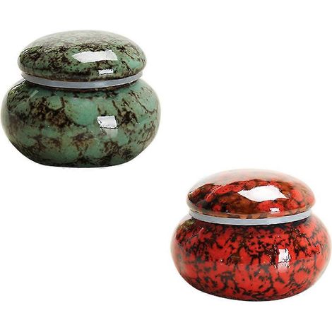 Boîtes à thé en céramique rouge compatibles avec rangement hermétique, lot de 2 boîtes à thé créatives (1/5)
