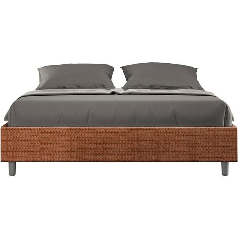 Letto Matrimoniale Sommier 160x200 cm con Rete e Contenitore Azelia Labirinto 04 Arancione (1/4)