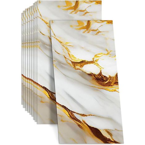 10 autocollants pour carrelage, 60 x 30 cm, autocollants adhésifs pour carrelage mural, autocollants en PVC pour carrelage mural en marbre imperméables et résistants à l'huile pour la décoration (1/5)