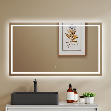 SKY 140x80cm Wall Mounted LED Bathroom Mirror,3-Colour Dimmable Illuminated Lights,Touch Control,Demister Pad,Memory Function,IP44 Rated (1/5)
