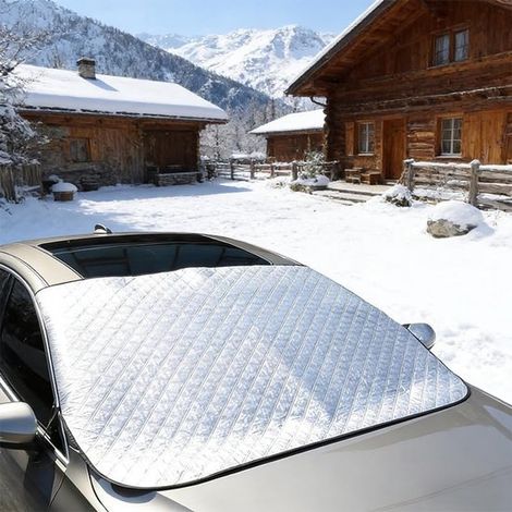 Copertura per finestrini auto, protezione da sole e gelo, copertura per parabrezza per inverno ed estate, 183 x 116 cm, protegge da ghiaccio, neve, gelo, sole (1/5)