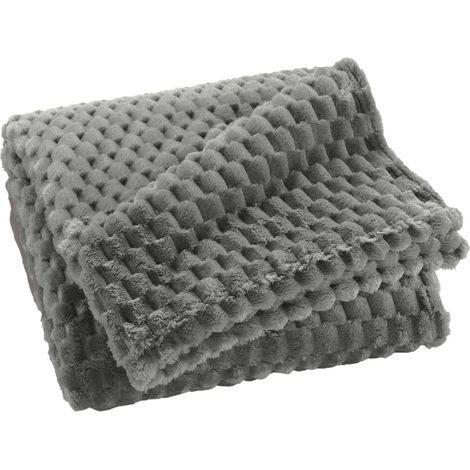 Plaid 125 x 150 cm – Flanelle Relief Unie Mini Frosty Gris (1/5)