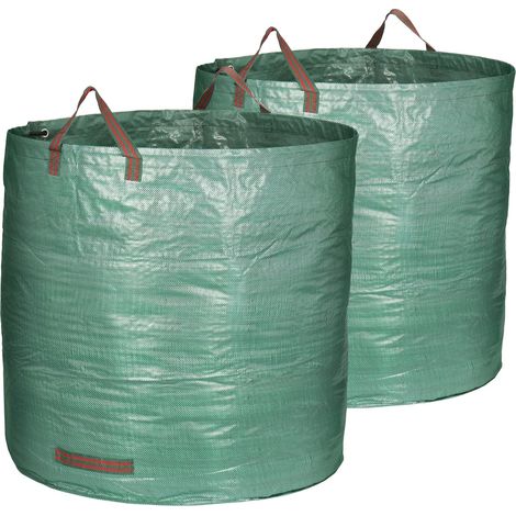 2x Sac de jardin avec poignées de transport - Sac à déchets de jardin pliable - 50x65cm Poubelle pliante indéchirable pour feuilles et déchets verts (100 l - 2 pièces) (1/5)