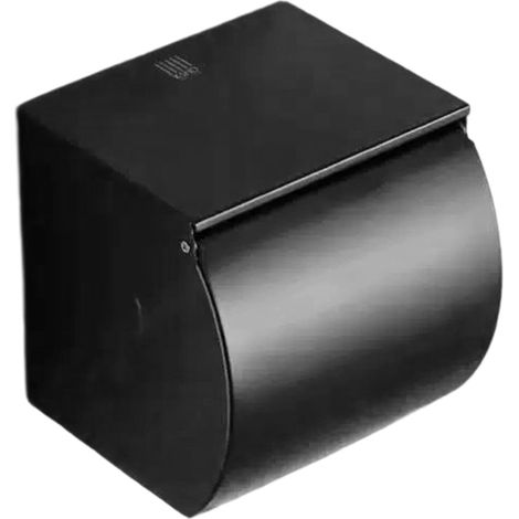 Boîte à papier toilette en acier inoxydable noir, porte-rouleau de papier toilette, étagère pour téléphone portable, porte-papier (1/5)