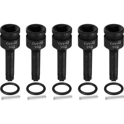 5 Pièces Douille Hexagonale À Choc, Douille À Embout Torx T55 À 6 Branches 1/2" Drive Pour Percussion En Acier CR-MO Avec Goupille Et Joint Torique (1/5)