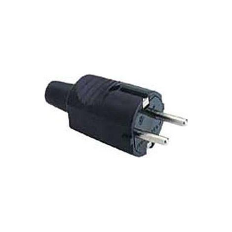 Clavija macho schuko 4,8mm goma NEGRA salida central