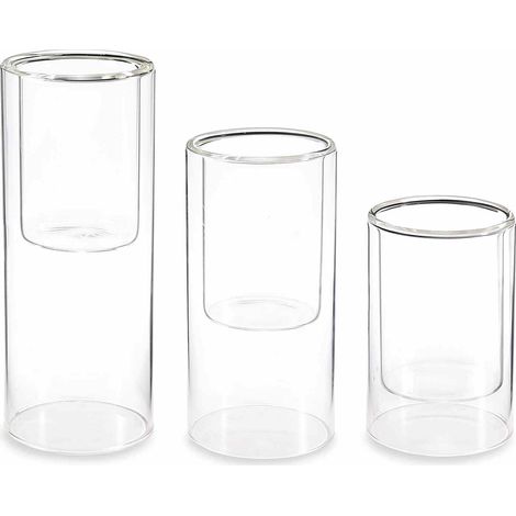 Porta candele / vasi a cilindro in vetro trasparente, Grande: Ø 10 cm x 25 H
