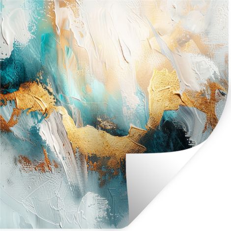 Wall Sticker Abstract - Art - Gold - Blue 50x50 cm (1/5)