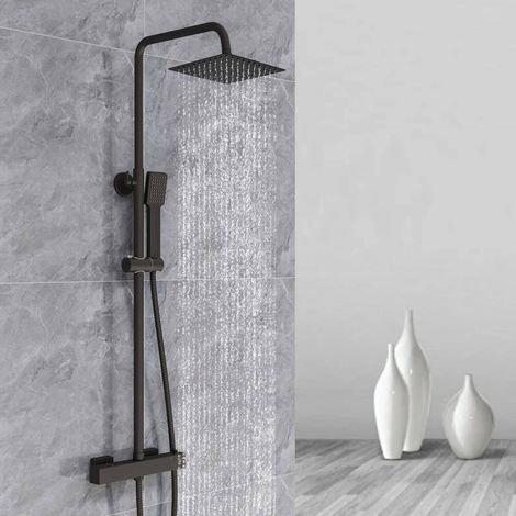 Colonne de Douche Thermostatique OCEAN Ensemble de Douche Chromé Système de Douche en Laiton et Inox 304 Kit de Douche Réglable 72-125 cm