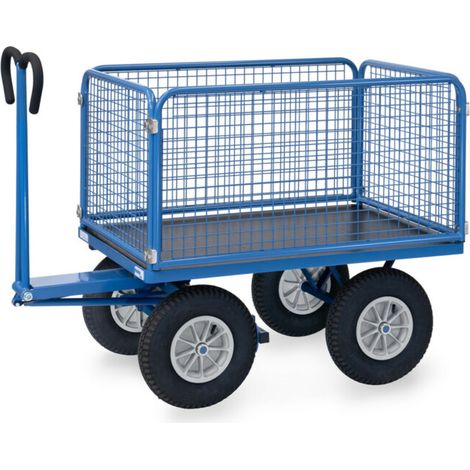 fetra Chariot à plateaux manuels 6434L - charge max. 1000kg, pneus gonflables (1/5)