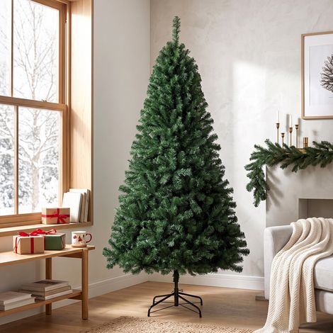 Sapin de Noël artificiel de 200 cm avec 1000 branches, base pliable, structure modulaire, montage facile, vert (1/5)