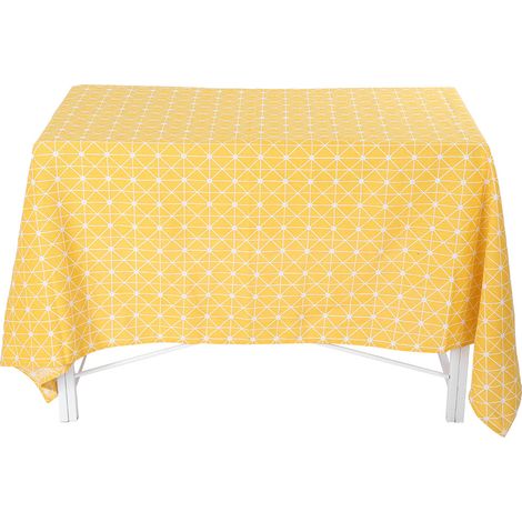 Nappe En Coton Et Lin Motif Damier Jaune Pour Salle À Manger Résistante Aux Taches 140x100 Cm (1/5)