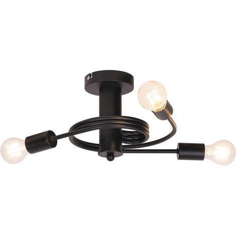 Plafonnier spirale métal 3xE27 noir mat Rabalux Carly (1/4)