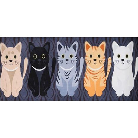 Tapis Cuisine Devant Evier Lavable Antiderapant Flanelle Motif de Chat Paillasson Tapis Cuisine Absorbant Long Anti Fatigue 40x60cm (1/4)