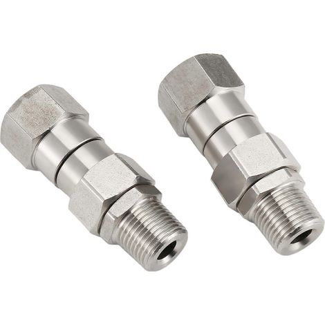 2 raccords pivotants pour nettoyeur haute pression, filetage mâle NPT 3/8", acier inoxydable, compatibles avec les tuyaux d'arrosage. (1/5)