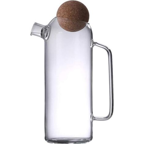 Théière En Verre Épaisse Avec Infuseur Bouchon Liège Et Poignée Ergonomique Carafe Pour Thé Eau Chaude Jus Et Vin Usage Maison Et Bureau 27.00 X 14.00 X 8.50 Cm (1/5)