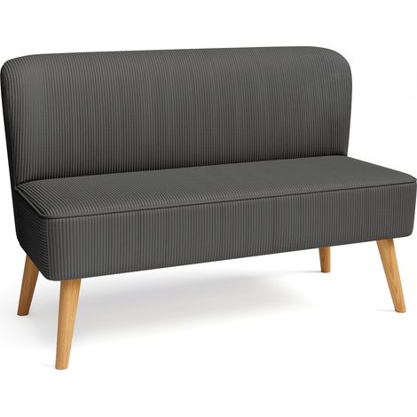 2-Sitzer-Sofa Bealife Sessel Cordbezug Holz- Metallgestell für Wohnzimmer Schlafzimmer Büro kleine Wohnung 119 x 56 x 78 cm Grau