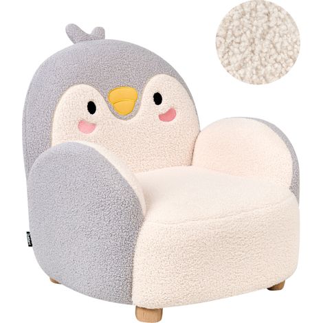 Sillón infantil tapizado de pingüino para niños gris Fyn (1/5)
