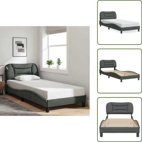 Cuscino testiera - vidaXL Giroletto senza Materasso Hvar Grigio Scuro 90x200 cm Tessuto - Letto Hvar