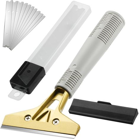 Grattoir Vitre avec 11 Lames, 210mm Grattoir de Sols, Grattoir Peinture, Grattoir pour Colle, Carrelage, Papier Peint, Carrelage de Fenêtre (Poignée Peut Être Étendue) (1/5)