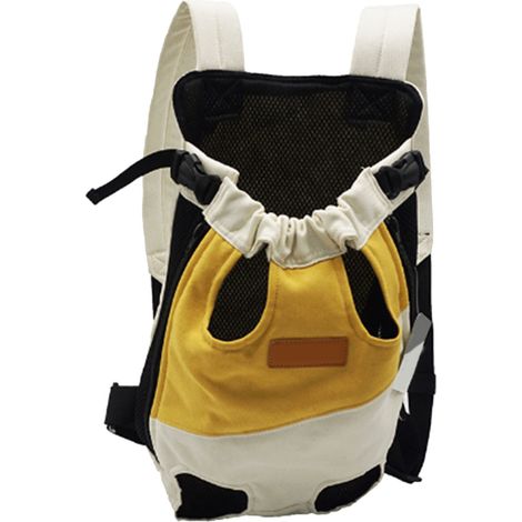 Sac à dos double épaule pour animaux de compagnie, sac à dos portable à 4 pattes pour chien et chat pour la marche et les voyages en plein air S (1,5-2,5 kg) blanc jaune (1/5)