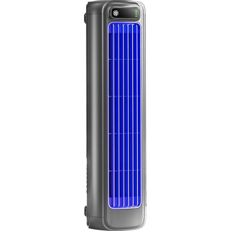 Ventilateur tour silencieux et portable avec flux d'air puissant, 3 vitesses, rechargeable par USB pour chambre à coucher, salon, bureau (gris) (1/5)