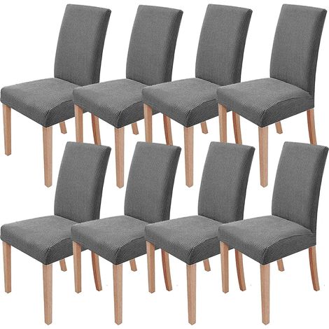 8er-Set Stuhlhussen für Esszimmerstühle, abnehmbar und waschbar, moderne Stretch-Stuhlschutz-Schonbezüge, Büro-Bankett-Hochzeitsfeier-Dekoration (Hellgrau)