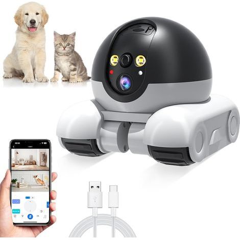 Camera Robot, 1080p Dual Lens Pet Camera, WiFi Indoor Security Camera, Motion Tracking, Two-Way Talk (1/5)