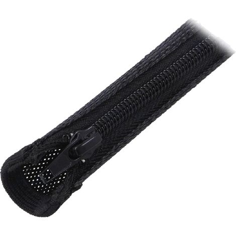 Gaine pour cable flexible avec fermeture eclair noir L 1m - 20mm