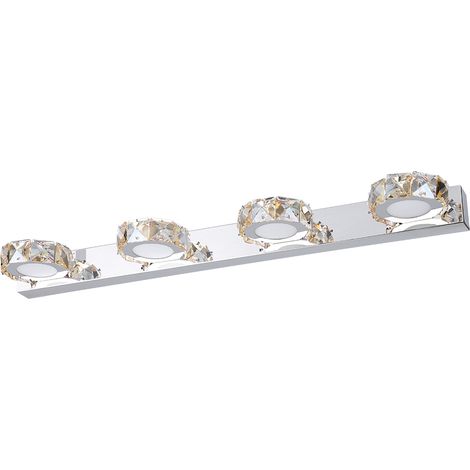 Miroir de salle de bain rond en cristal champagne avec éclairage - Exclusivité entrepôt à l'étranger (1/5)