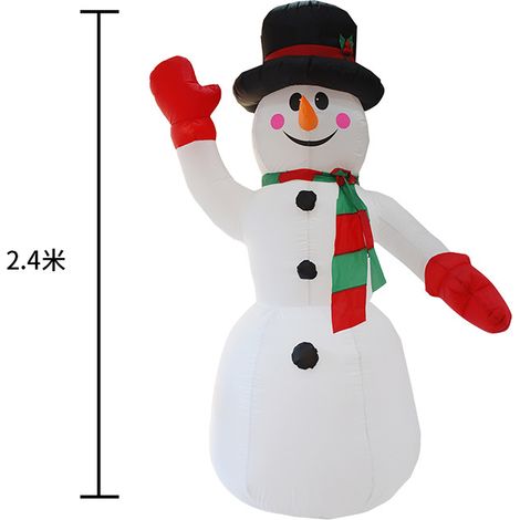 Regalo de Navidad Muñeco de nieve inflable de Navidad Muñeco de nieve inflable Decoración navideña 240 cm con luces LED e inflador Figura navideña Estatua Exhibición Exterior Interior