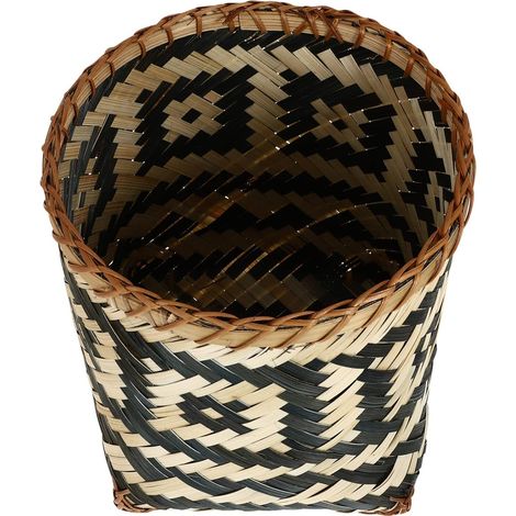 Poubelle En Osier - Corbeille À Papier Naturelle - Petite Poubelle Ronde Décorative Pour Salles De Bains Chambres Bureaux (Hauteur 21 Cm/8. 25 Pouces) (1/5)
