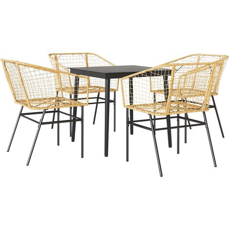 Maison Exclusive - Juego de comedor jardín 5 piezas ratán sintéti (1/5)
