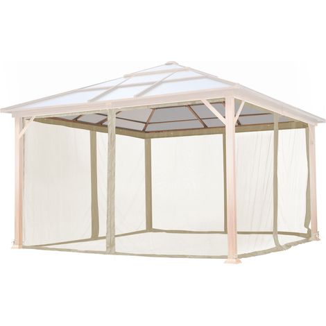 TOOLPORT Moskitonetz für Gartenpavillon Forest Superior 4x4 m - Polyester - Insektengitter mit Reißverschluss - champagner (1/5)
