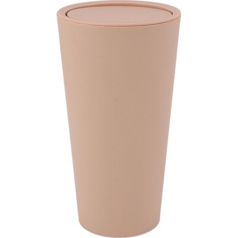 Poubelle de bureau avec couvercle pivotant, mini corbeille à déchets ABS design minimaliste pour bureau, chambre, maison - couleur kaki (1/5)