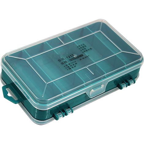 Boîte de rangement pour composants électroniques, double face, transparente, verte.