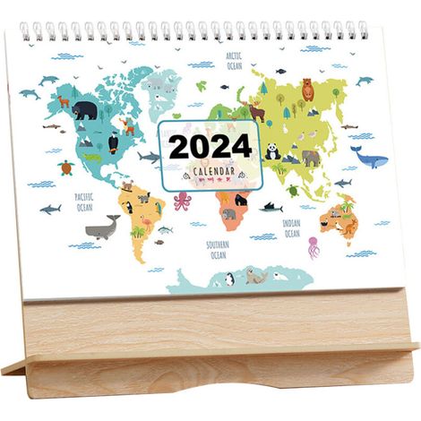 Kreativer Tischkalender 2024 aus Holzkarton, dekorativer horizontaler Rahmen mit Firmenindividualisierung